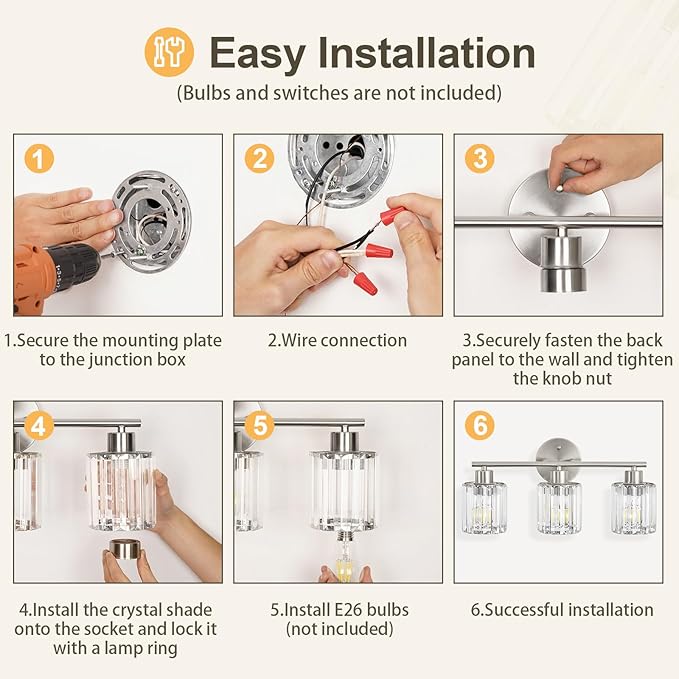 Crystal Bathroom Light Fixtures, Bathroom Lighting Fixtures Over Mirror - Image 9