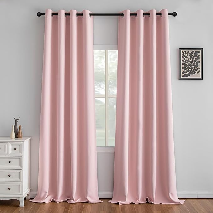 IGEMAEVE Blush Pink Curtains 108 Inch Length 2 Panels Set, Light Filtering by IGEMAEVE