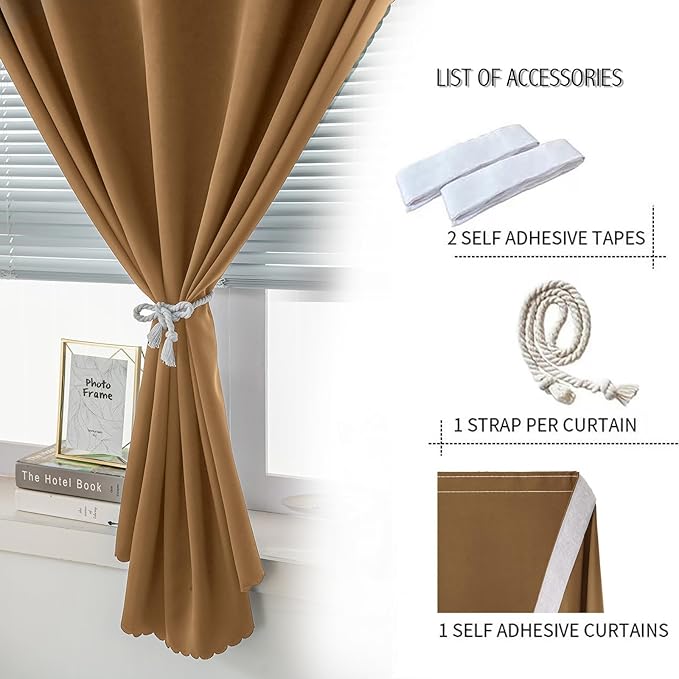 Self Adhesive Curtains, Stick Curtain Blackout Shades Window Cover Curtains - Image 2