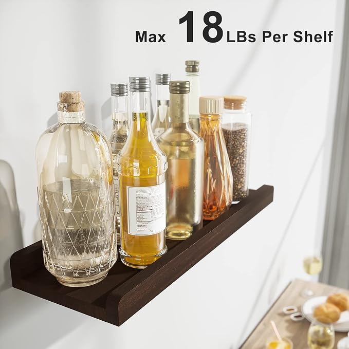 Love-KANKEI Floating Shelves Wall Mounted Set of 2, 17 Inch Rustic Wood Wall - Image 5