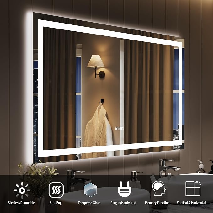 LED Bathroom Mirror 50 x 28 inch, Lighted Bathroom Vanity Mirror - Image 6