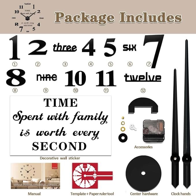 VANGOLD Large DIY Wall Clock Modern 3D Wall Clock - Image 6