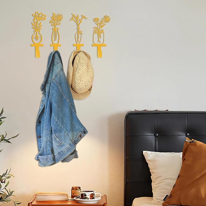 Decorative Wall Hooks, Metal Flowers Wall Decor - Image 5