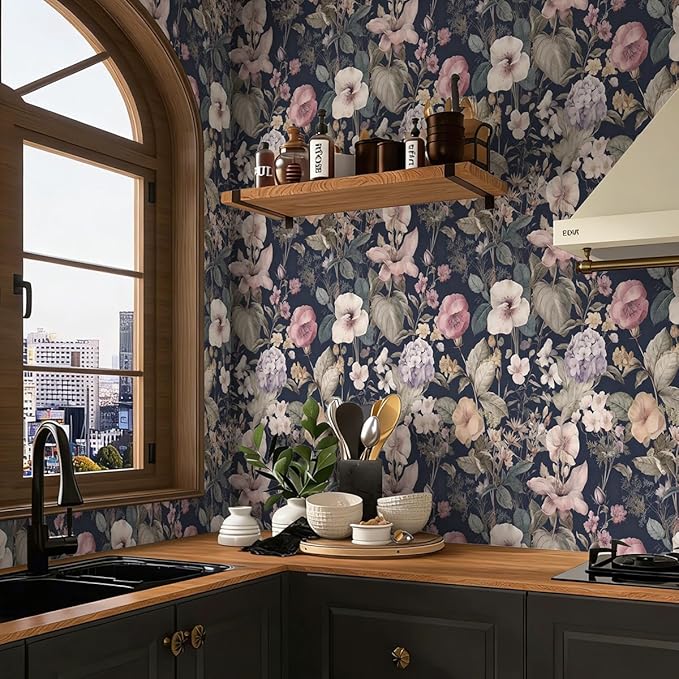 Jeweluck Vintage Floral Peel and Stick Wallpaper Floral Contact Paper 16.9" x - Image 3