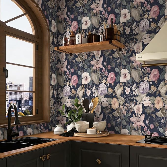 Jeweluck Vintage Floral Peel and Stick Wallpaper Floral Contact Paper 16.9" x - Image 3
