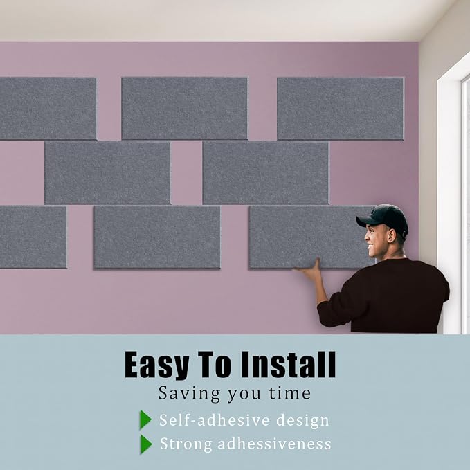 6 Pack Self-Adhesive Acoustic Panels, 15.75" X 31.5" X 0.47" Soundproof Wall - Image 3