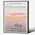 Pink Beach Newspaper Posters Vintage Fashion Coastal Girl Surf Wall Art 12X16 by Unknown