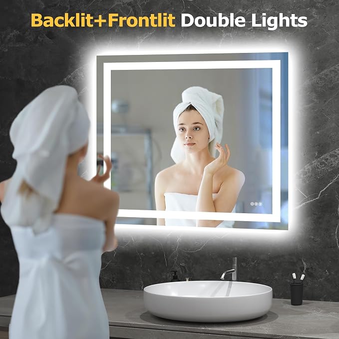 Hivone 40X36 LED Bathroom Mirror - Image 2