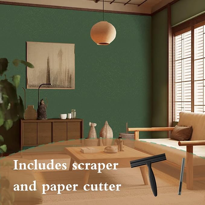 Abyssaly Green Wallpaper Peel and Stick 15.7" x 196.8" Silk Embossed Green - Image 2