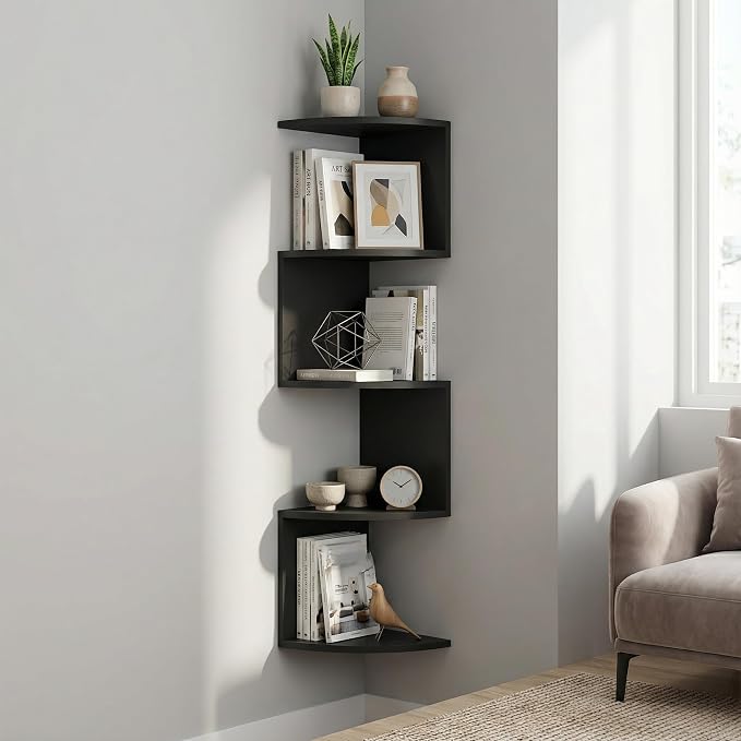 5-Tier Floating Corner Shelf Wall Mount, Heavy Duty Wall Corner Bookshelf - Image 3