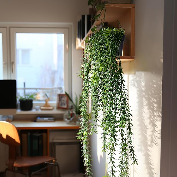 Artificial Hanging Plant 2 Pcs Faux Plant Ivy Vine Faux Eucalyptus Vines Fake - Image 4