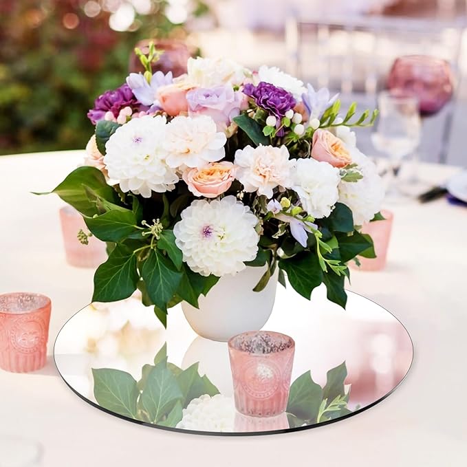 Seelenruhe 10" Round Mirrors for Centerpieces for Tables, Round Mirrors Trays - Image 5