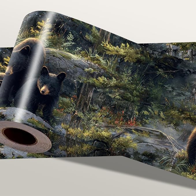 Forest Bear Wallpaper Border 196x4 Inch Peel and Stick Wall Border Self by IOHEFY
