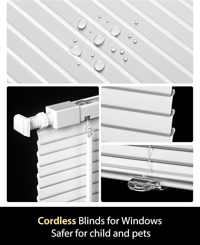 UNISHADES No Drill Blinds for Windows 1" Vinyl L-Shaped Slats Cordless Mini - Image 4