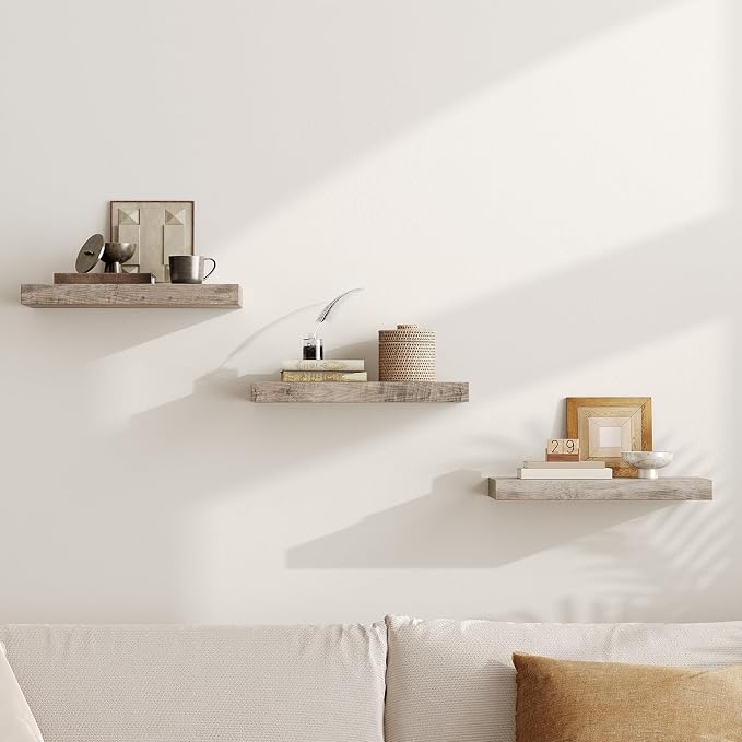 RALGEND Floating Shelves for Wall, 1.5" Thick Wall Shelf Set of 3 - Image 7