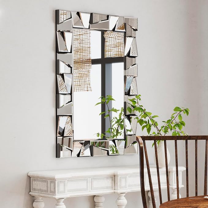 Chende Large Wall Mirrr with 3D Glass Frame, Modern Living Room Mirror by ChendeMirror