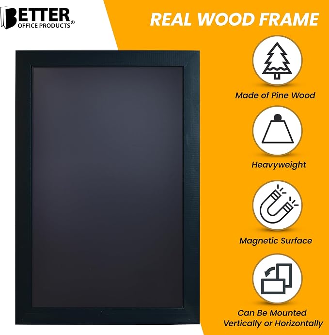 Magnetic Wall Chalkboard, Extra Large Size 20" x 30", Wood Frame, Chalkboard - Image 2