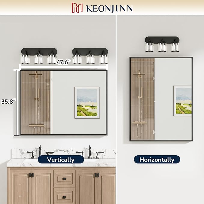 Keonjinn 48 x 36 Inch Black Bathroom Mirrors - Image 5