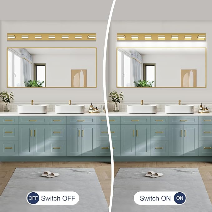 SineRise LED Modern Bathroom Vanity Light Fixtures, Brass Modern Acrylic - Image 6