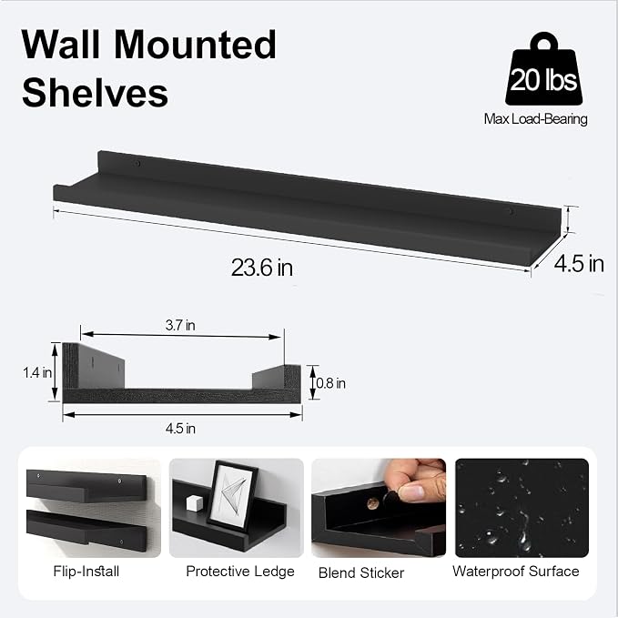 Long Floating Shelves for Wall Decor, Long Wall Mounted Storage Shelf for - Image 3