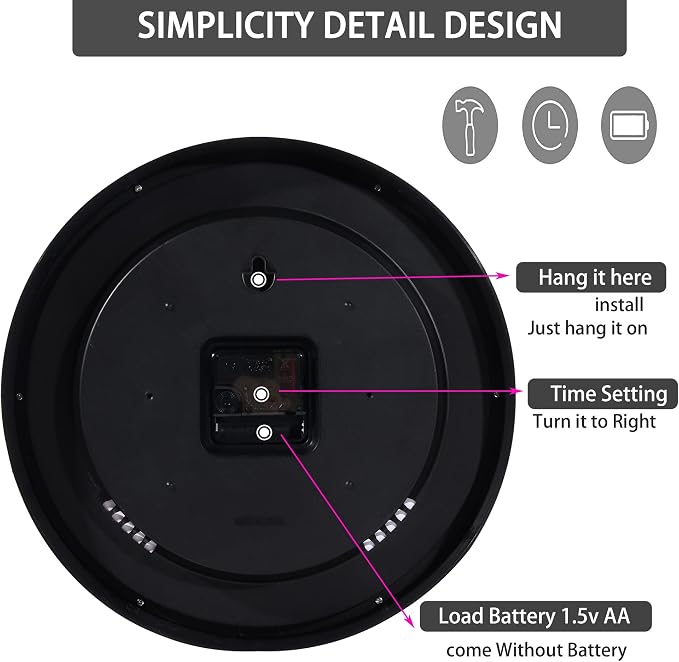 OceeK 12 Inch Wall Clock, Modern Wall Clocks Battery Operated, Silent - Image 7