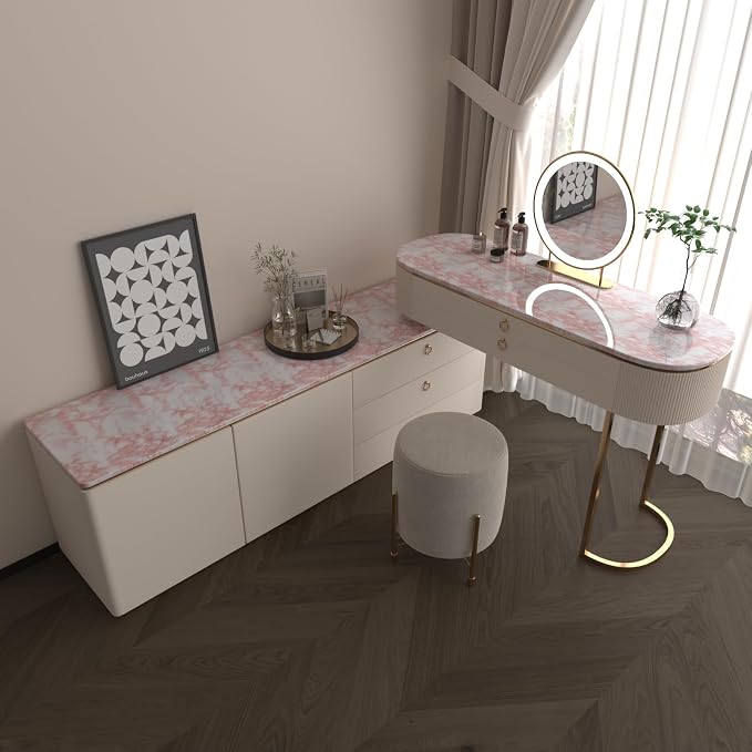 BAYYA Extra Wide Marble Contact Paper Granite Peel and Stick Wallpaper Pink - Image 6