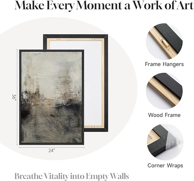 Large Framed Neutral Abstract Wall Art Set of 2 - Image 6