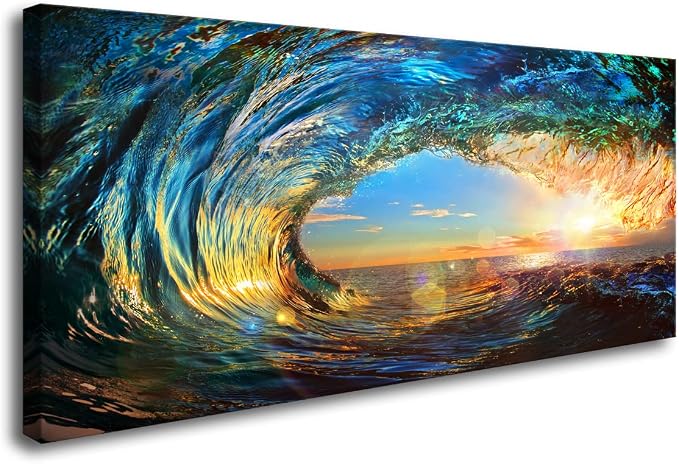 Cao Gen Decor Art S06775 Giant Wave Water Wall Art Canvas Prints 1 Panels Ocean by Cao+Gen+Decor+Art