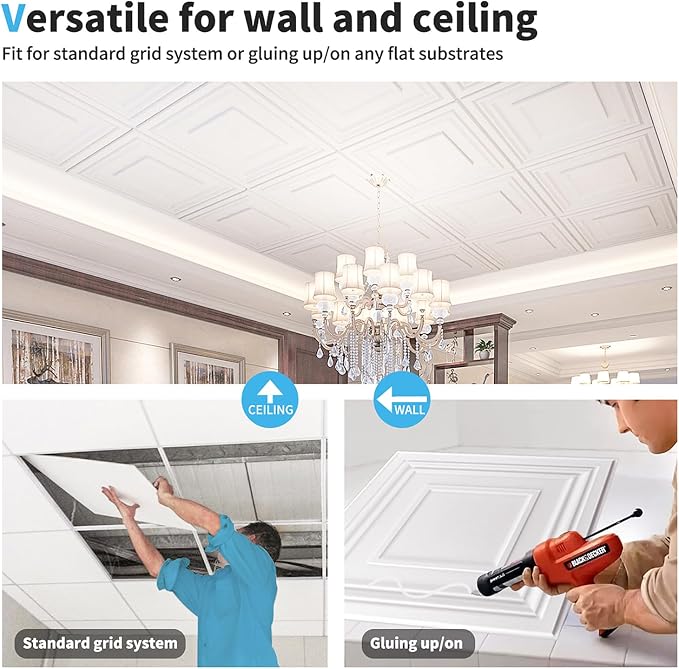 Art3d Drop Ceiling Tiles 24x24in., Wainscoting Panels Glue Up 2ft x 2ft - Image 7
