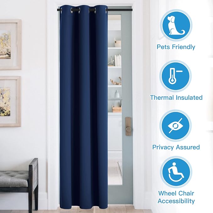 RYB HOME Blackout Curtains Thermal Insulating Privacy Temporary Door Curtains - Image 3