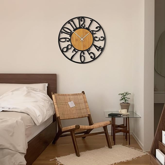 LEIKE Large Wall Clocks, Non Ticking, Battery Operated Rustic Round Modern Big - Image 5