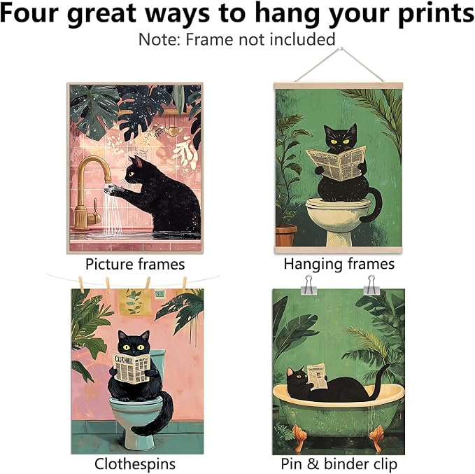 KBKBART Funny Cat Bathroom Wall Art Prints Poster, 8x10 inches - Image 3