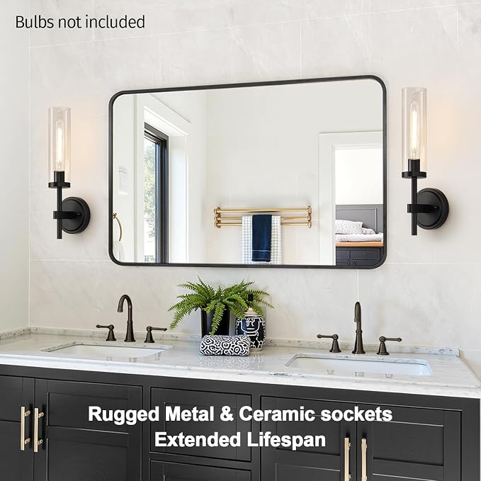 MOKATNG Wall Sconces Set of Two, Matte Black Bathroom Sconces - Image 5