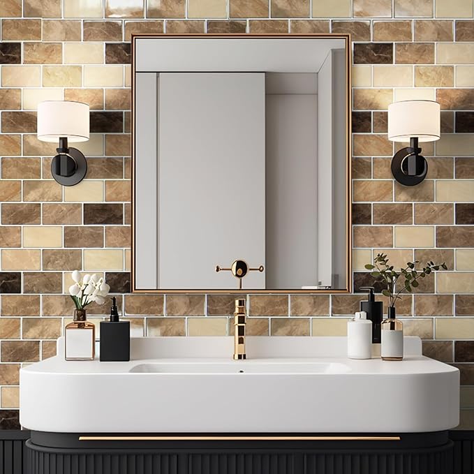 Art3d Peel and Stick Backsplash Tiles – 12"x12" Yellow Jasper Thicker Design - Image 3
