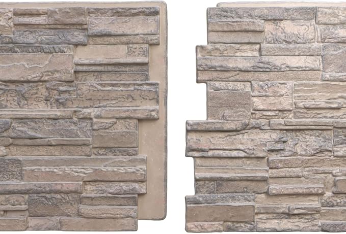 EverStone Cascade Faux Stone Panel, 48 5/8"W x 24 3/4"H x 1 1/4"D, Polermo Color - Image 8