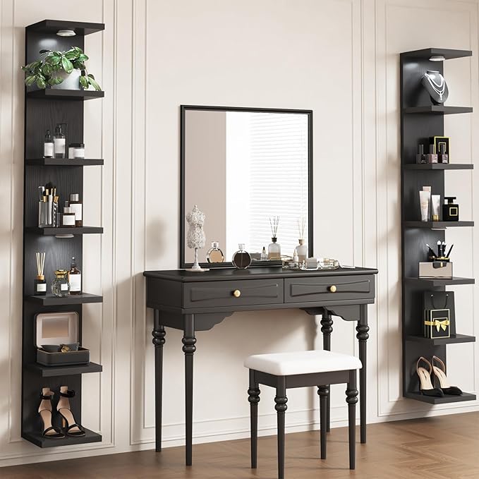 Fixwal Black Shelves 7 Tier Wall Mounted Shelf Unit Floating Shelves - Image 2