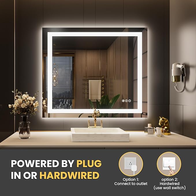 LOAAO 42"x36" LED Bathroom Mirror - Image 6