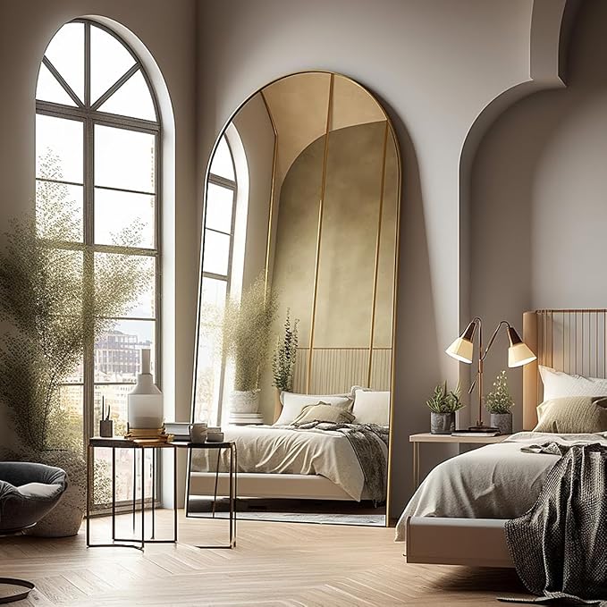 Floor Mirror, Oversized Full Length Arched Mirror, Large Standing or Wall by AyeWish