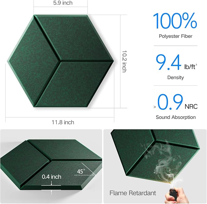 12 Pack Self-Adhesive Acoustic Panels 12" X 10" X 0.4" - Image 3