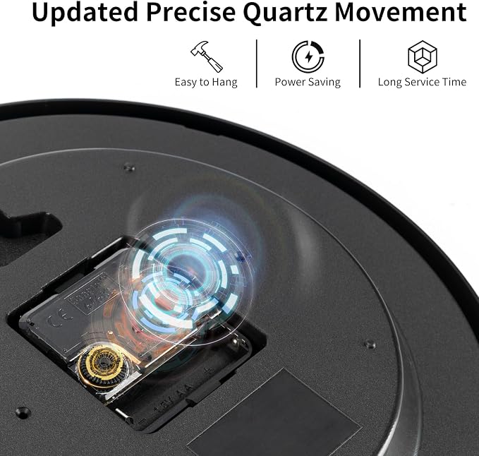 HIPPIH 2 Pack Silent Wall Clock, 10 Inch Non Ticking Quiet Digital Sweep - Image 7