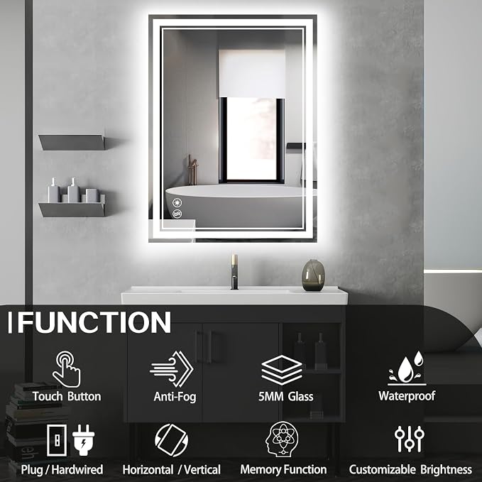 28“ x 36” LED Bathroom Mirror Fogless LED Mirror - Image 2