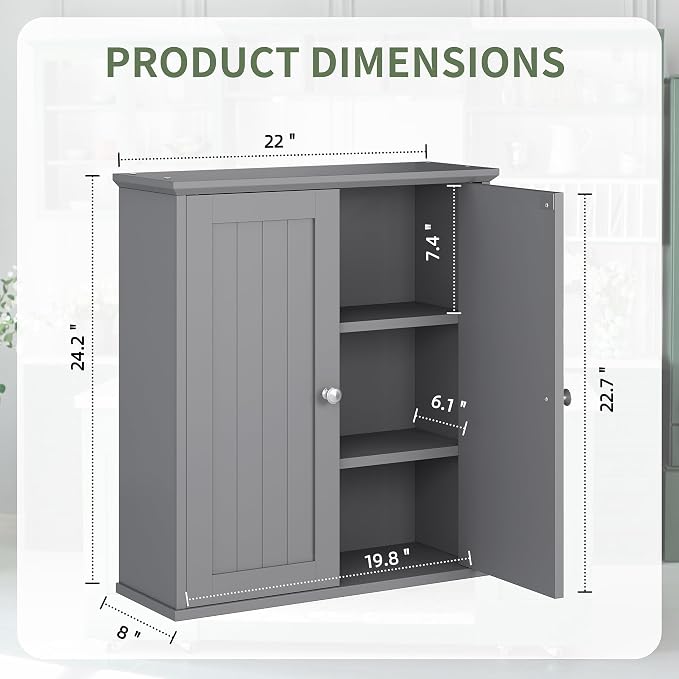 Bathroom Wall Cabinet, Bathroom Cabinet Wall Mount, Over Toilet Space Saver - Image 3