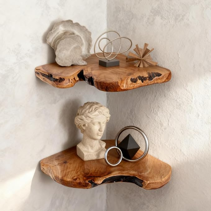 WELLAND Floating Corner Shelf Set of 2 Wall Mounted, 10.86 x 11.5 Inches - Image 3