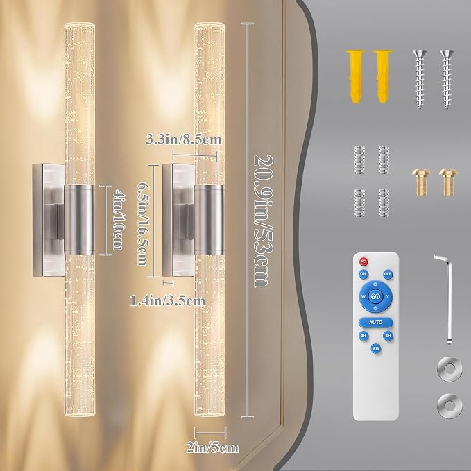 camuucci Battery Operated Wall Sconces Set of 2 Rechargeable Battery Powered - Image 4