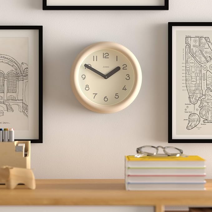 JONES CLOCKS® Fuze wall Clock | Small Round Clock | Beige | Playful Modern - Image 2