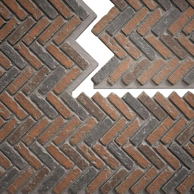 EverStone Herringbone Faux Brick Panel, 46 1/2"W x 25 1/4"H x 1"D, Clay Creek - Image 9