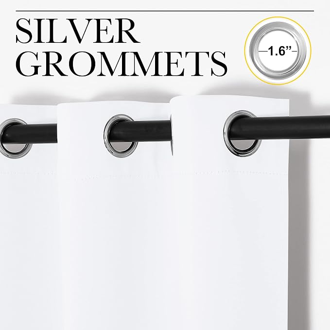 NICETOWN Blackout Curtains for Kids Room, Pure White, 55 x 102 Inch, Triple - Image 3