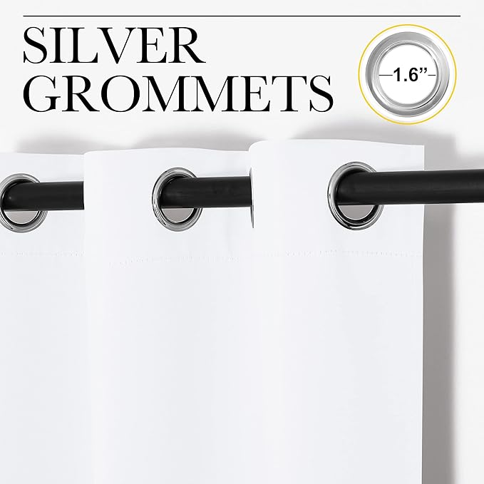 NICETOWN White Samll Window Blackout Curtain Panels, 42 inches x 78 inches - Image 3