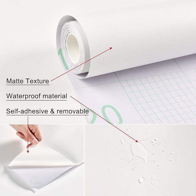 FUKU MON 24"x394" White Peel and Stick Wallpaper Matte Solid Textured Embossed - Image 8