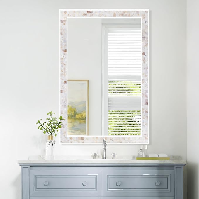 Tanmicoshomy Brown Shell Framed Rectangular Wall Mirrors - Image 6